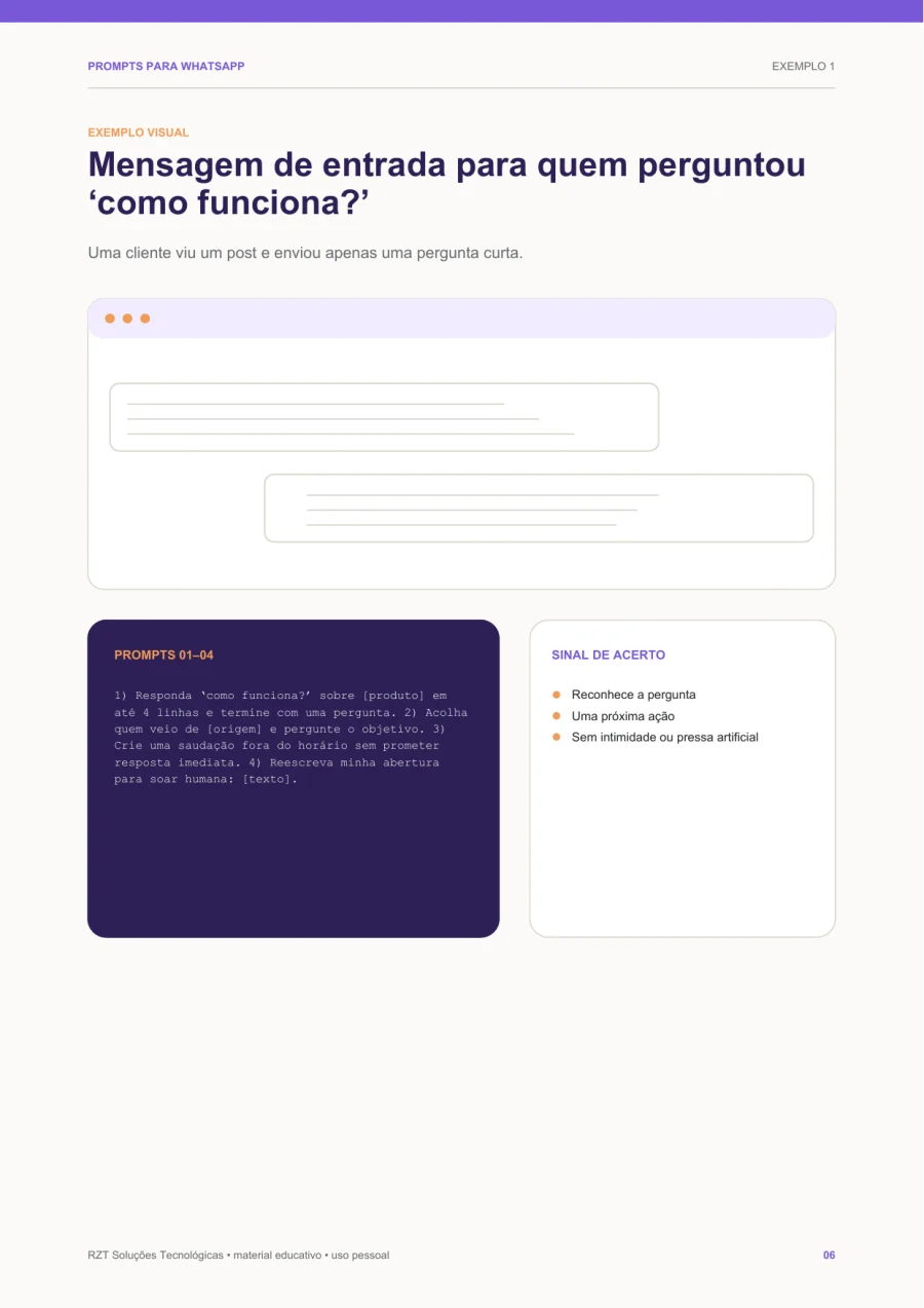 Primeiro contato, referência visual apresentada no guia